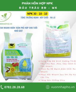 Đầy đủ Phân bón đầu trâu BĐ-MK NPK 30-10-10 bao 1 Kg